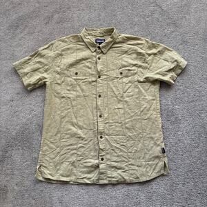 Patagonia Men's XL Light Green Short Sleeve Hemp Blend Button Down Shirt